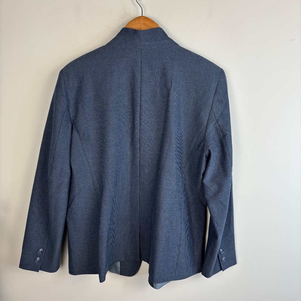 Loft Blue Herringbone Single Button Blazer Size 16 - image 3